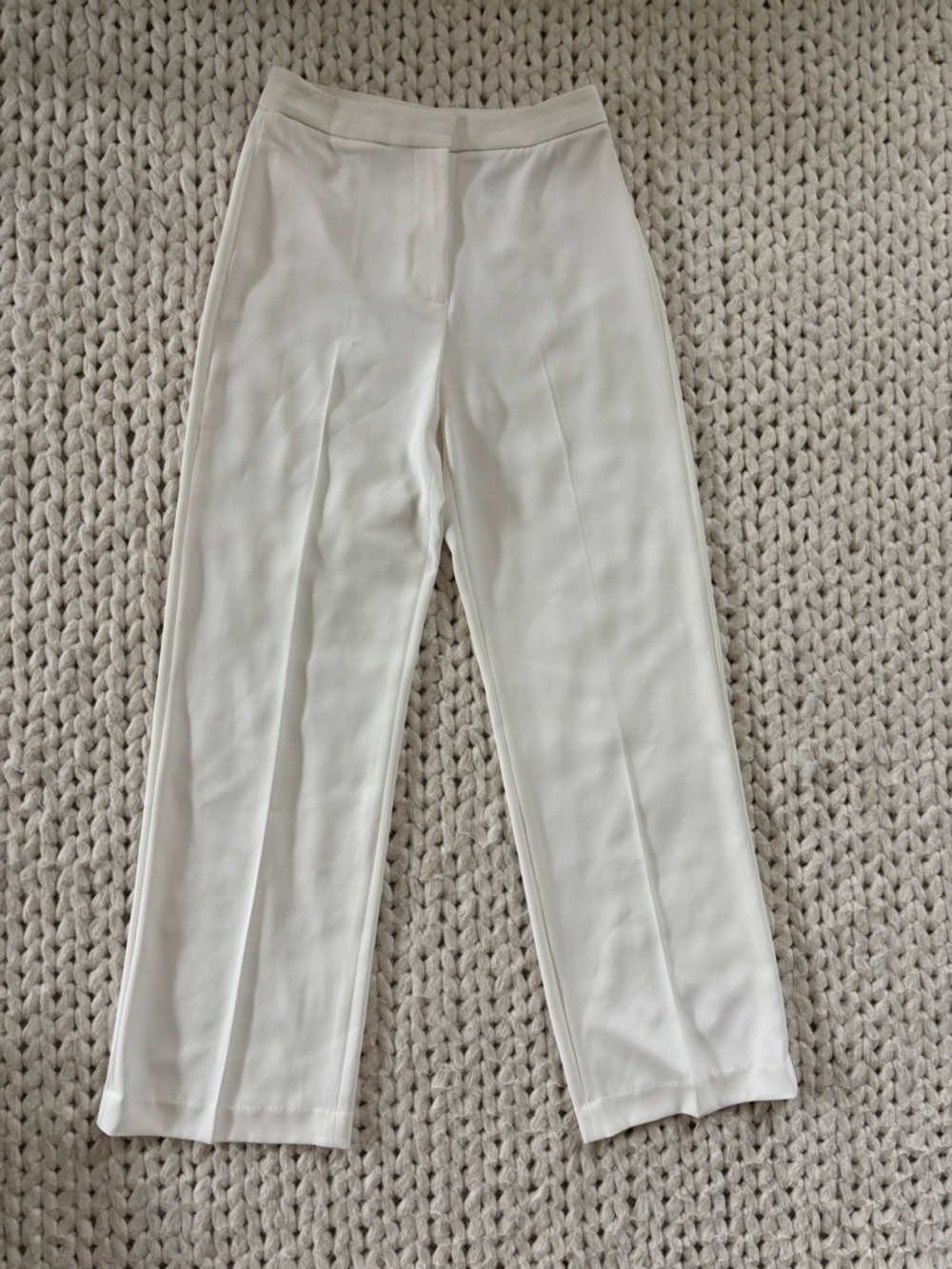 H&M White Straight-Leg Tailored Pants